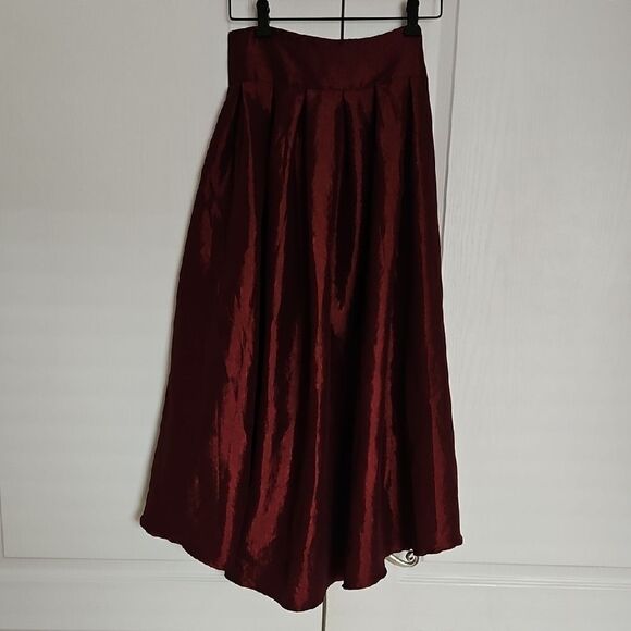 Revamped Burgundy Maxi High Low Skirt with Tie Front - Picture 6 of 16